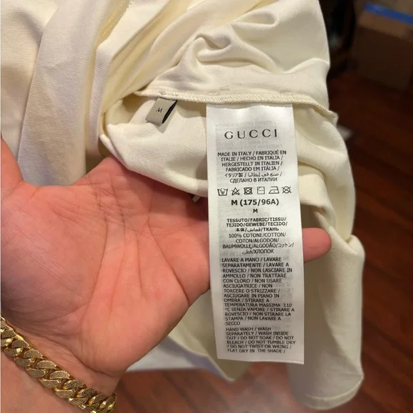 Gucci Short Sleeve Tee in Cream with Red and Green Accents